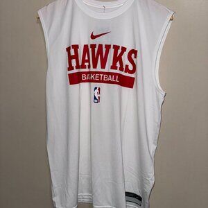 Nike NBA Atlanta Hawks Team Issue Basketball Sleeveless Shirt White Mens NEW
